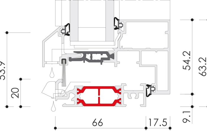 Porte Infineo G16 Coupe V seuil PMR