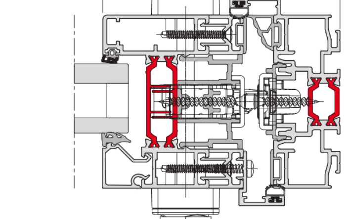 Porte repliable F80 - Coupe Horizontale Vantail de Service Dormant